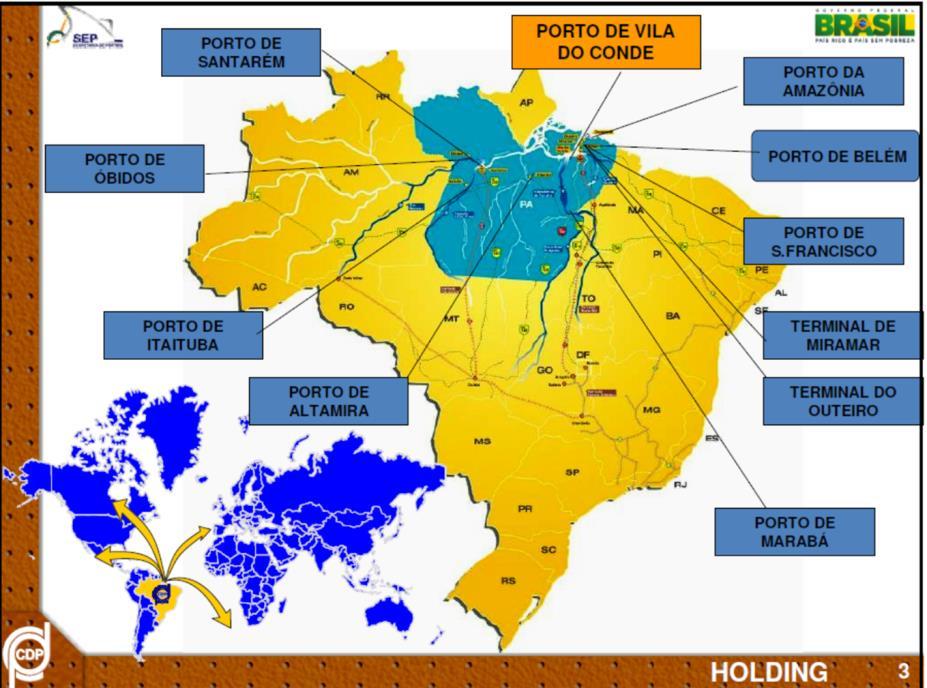 Ferrovia Paraense: Oportunidade (2) O Pará também possui instalações portuárias distribuídas ao longo do seu território.