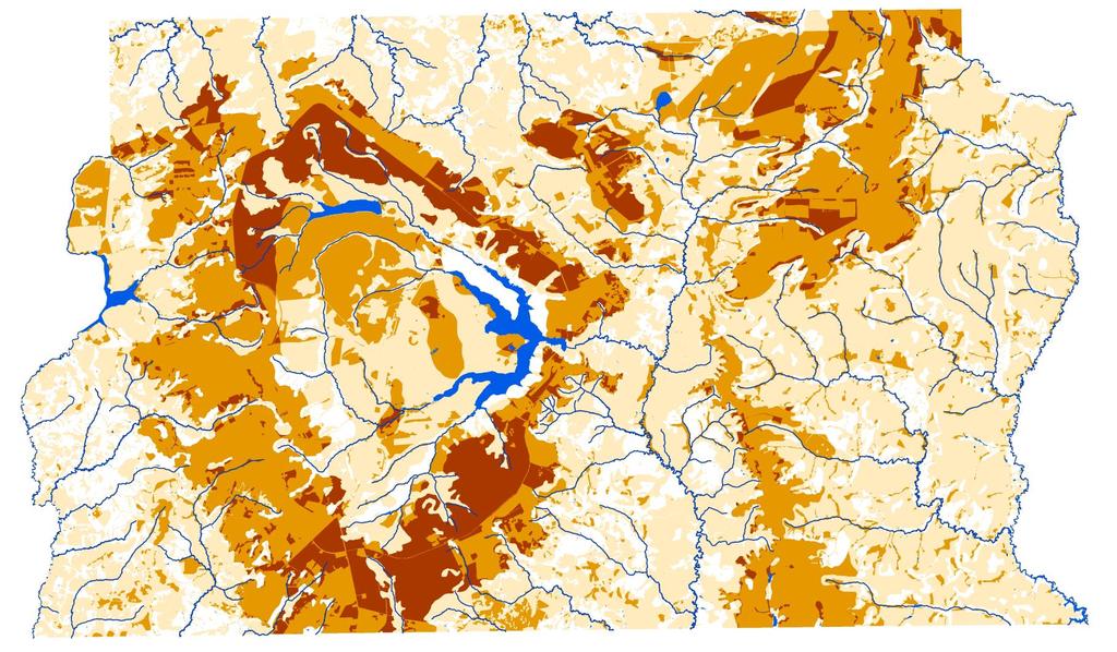 Co-localização dos Riscos Ecológicos Cores mais escuras = mais riscos ecológicos no mesmo lugar Mínimo 1