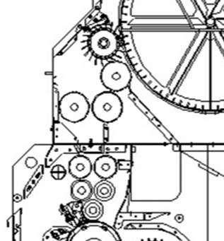 deposito da manta na parte inferior Figura 60: Rolos alimentadores A máquina Sentinel da Lummus não forma uma verdadeira manta e não usa rolos de alimentação, mas tem um cilindro separador, uma barra