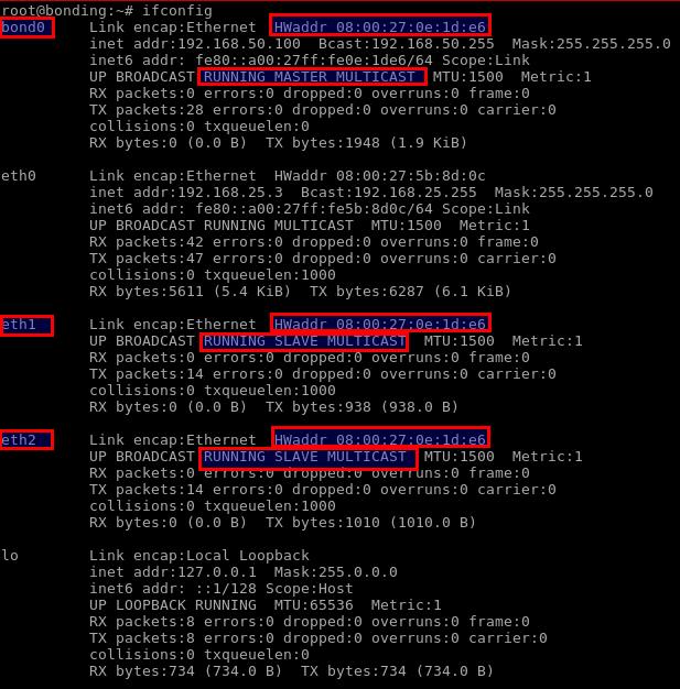 15. Vamos verificar o status das interfaces pertencentes ao bonding com o comando abaixo; #