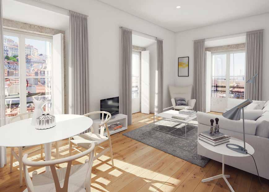 entre tradição e conforto moderno Apartments with areas ranging between 51 and 110 sqm Located in Baixa Pombalina in Lisbon, the building located near to Praça