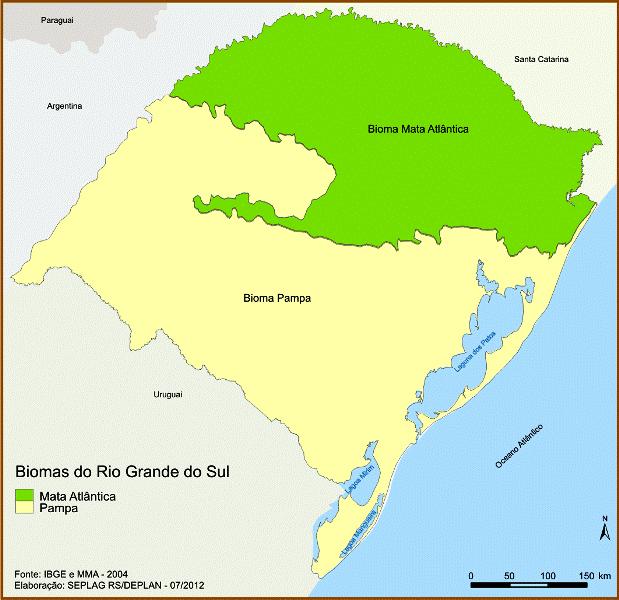 Outra característica é o Pampa, que está presente no Rio Grande do Sul e ocupa a maior parte do território gaúcho