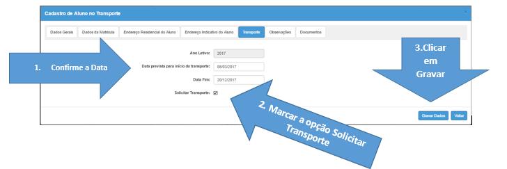 barra de rolagem ou utilizando o campo Filtro informando o nome do aluno, após identificado, clique em Editar (Lápis): Observação: todos os alunos que serão indicados para transporte DEVERÃO ESTAR