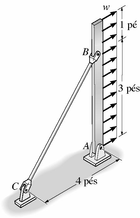 1.103. O conjunto é usado para suportar a carga distribuída w = 500 lb/pé.