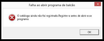 Entretanto se executar o programa CHG Balcão antes de acessar Catalogo CHG 2.7, será exibida a seguinte mensagem: Se o Catalogo CHG 2.