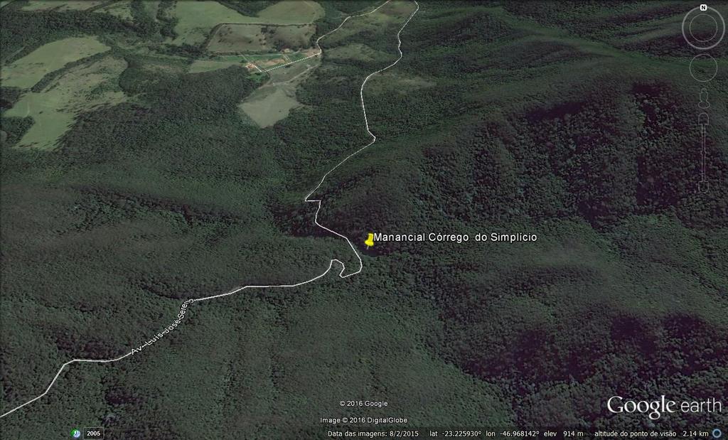 3.1 SISTEMA DE ABASTECIMENTO DE ÁGUA SAA 3.1.1 Manancial Córrego Simplício 5 Figura 1 - Imagem de satélite do Manancial do Córrego Simplício Agência Reguladora dos Serviços de