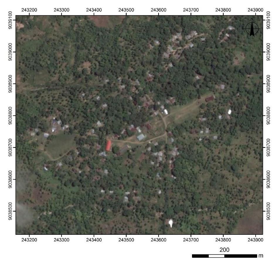 Figura 13 Fotografia aérea do suco Afaloicai 3.2. Características biogeográficas 3.2.1. Geologia de Timor-Leste Timor-Leste, geograficamente, encontra-se no sudeste asiático e pertence ao grupo das pequenas Sondas (Nogueira, 2012).