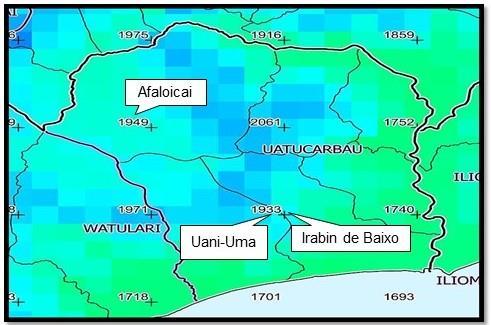 Figura 28 Precipitação Anual do Suco Irabin de Baixo, Uani-Uma e Afaloicai. http://www.wikiwand.