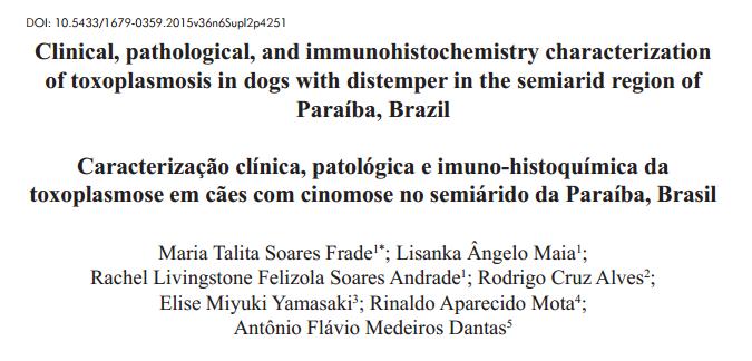 Possibilidade de co-infecçõesnão foram avaliadas Mas se demonstrou a ocorrência de T.