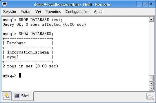 3 Visualizando os bancos de dados existentes com o comando: SHOW DATABASES;