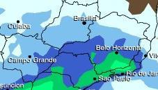 Fontes: SOMAR Meteorologia, NOAA O mapa acima mostra que, neste período, as chuvas poderão ser de 15 a 30 mm, salvo nas proximidades de Araporã/MG ( 50 mm) e Nova Olímpia/MT ( 5 a 15