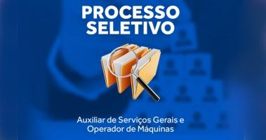 Aberta inscrições de processo seletivo para auxiliar de serviços gerais e operador de máquina Publicado em 15/03/2017 às 08:22 Atualizado em 15/03/2017 às 08:27 EDITAL SECRETARIA MUNICIPAL DE OBRASnº.