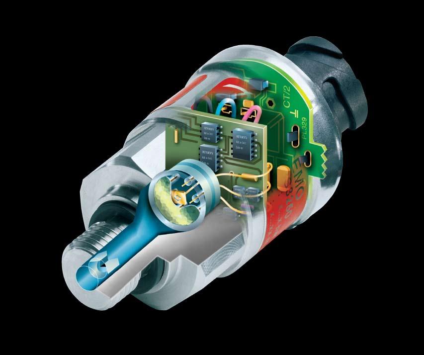 O transmissor perfeito fabricado com conhecimento técnico especializado Um transmissor de pressão típico contém três elementos funcionais gerais: Os componentes eletrônicos O elemento sensor O