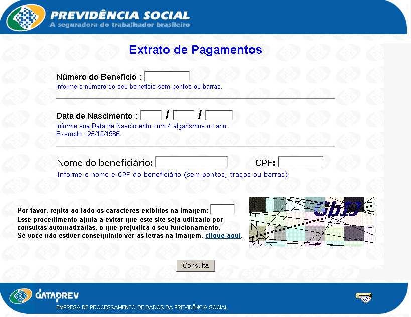 Selecione a opção Extrato de pagamentos de benefícios; Clicar Emitir