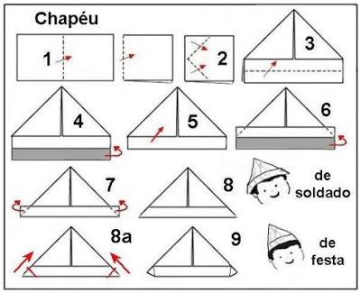 Origami de Chapéu e espada de Soldado Aprenda a fazer uma espada com jornal Vejam só esta ideia: feitos com dobradura de