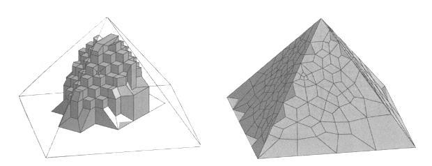 é posteriormente adaptado para uma malha hexaédrica. (Scheiders, 2000) Figura 2.2 - Malha inicial e malha isomórfica na fronteira.