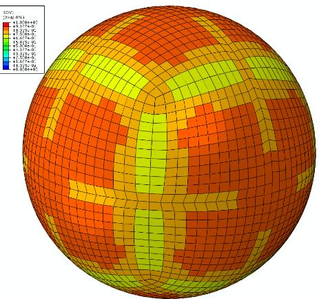 Malha Esfera-Cubo nº4 (a) (b) (c) Figura 4.21 - Malha Esfera-Cubo nº4: (a) malha hexaédrica; (b) qualidade da malha; (c) qualidade da malha, vista em corte.