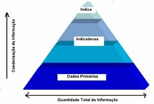 Segundo Hammond (1995), os indicadores e os índices altamente agregados fazem parte de uma pirâmide de informações cuja base refere-se aos dados brutos, seguida de dados derivados do monitoramento e