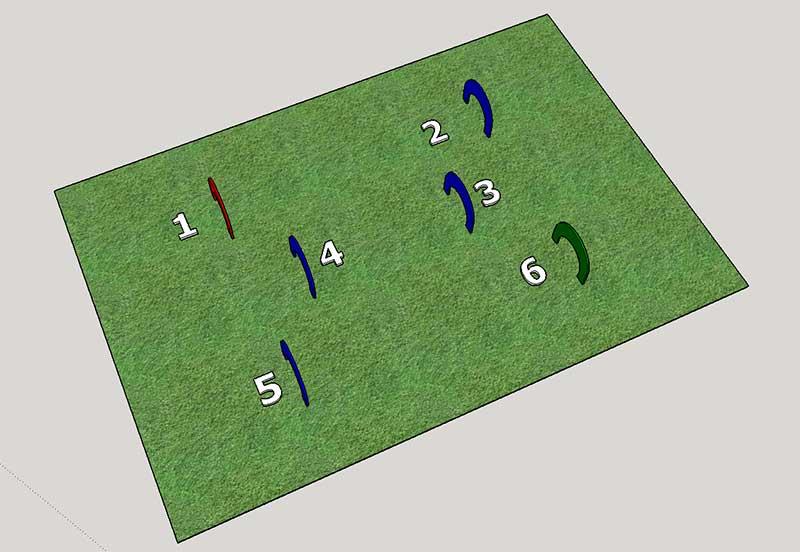 A trajetória da bola deve seguir os números, e a bola deve passar na direção do número para a abertura do arco, não vale passar ao contrário, embora possa-se usar o recurso para posicionar a bola.