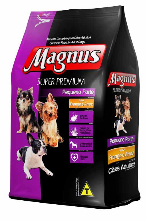 ADULTOS PEQUENO PORTE 1kg 15kg Sabor Frango e Arroz Proteína Bruta (mín.) 270 g/kg 27% Extrato Etéreo (mín.) 120 g/kg 12% Prebiótico Mananoligosacarídeos (Mín) Lactobacillus acidophilus (Mín.