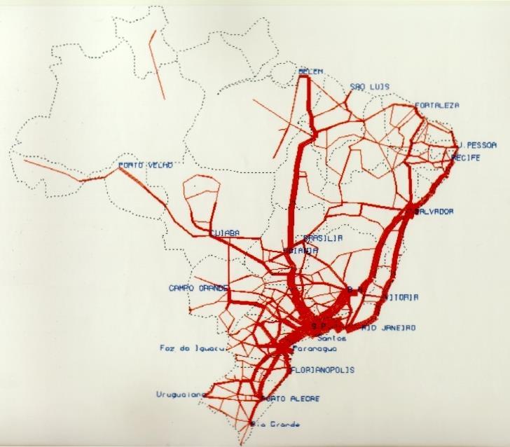 Transporte rodoviário Flexibilidade Menor dependência do relevo Baixo custo para pequenas distâncias