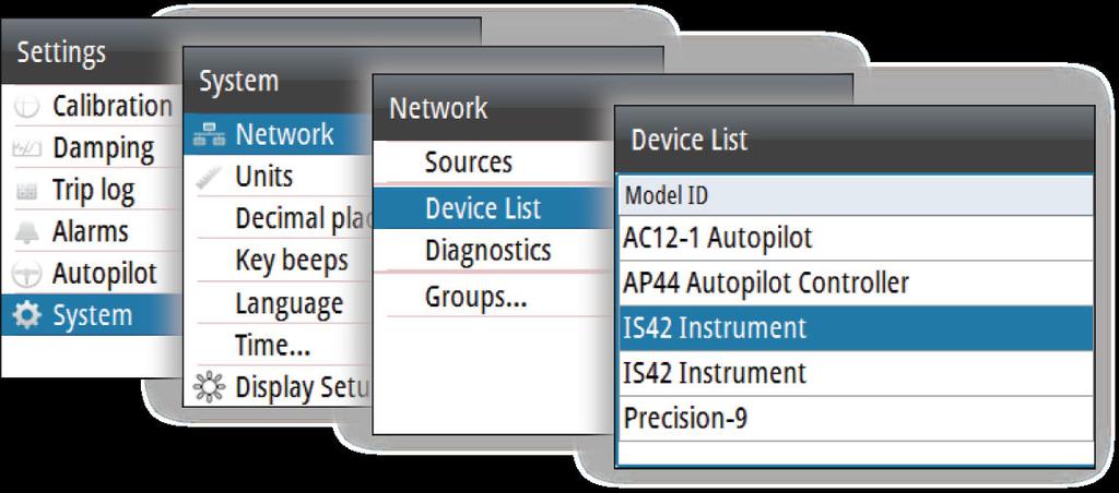A versão do software para sensores NMEA 2000 ligados está disponível na lista de dispositivos. A versão mais recente do software está disponível a partir do nosso website: www.simrad-yachting.com.