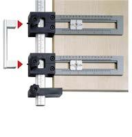 Gabaritos de furação Accura Para puxadores Conjunto de gabarito de furação Accura para puxadores e maçanetas Para puxadores a partir de uma distância entre furos de 64 mm e maçanetas Alumínio