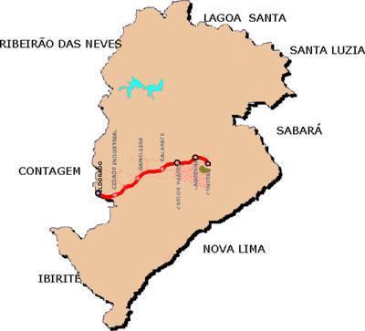 26 Figura 6 Mapa das primeiras estações do Trem Metropolitano implantadas até 1987. Fonte: Disponível em: http://www.metrobh.gov.br/. Modificado pela autora.