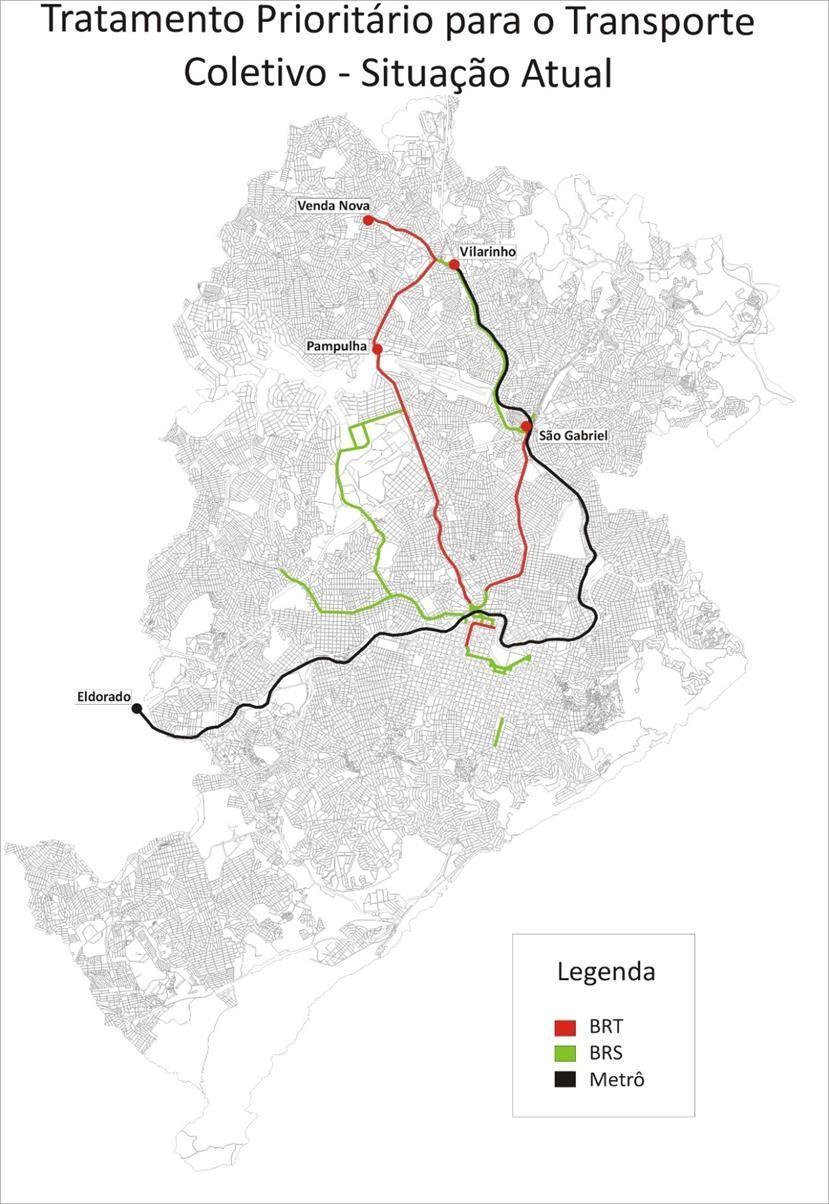 55 Figura 21 - Situação atual da rede estruturante de transporte em BH. Fonte: BHTRANS, 2016, p.72.