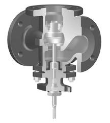 onde deva ocorrer desvio do fluido controlado. Dados Técnicos Tipo: Diâmetro nominal: DN 15-150 Válvulas de controle de 3 vias divergente e/ou convergente (misturadora) Fig. 450/451 Fig.