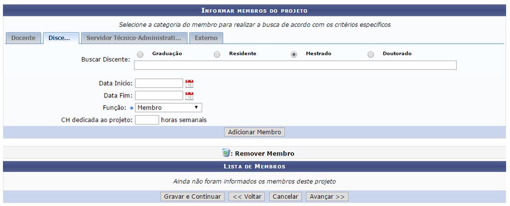 3.6.2. Discente Nessa aba (Figura 8), é possível buscar os discentes da UFERSA, nos níveis de graduação, residência, mestrado e doutorado.