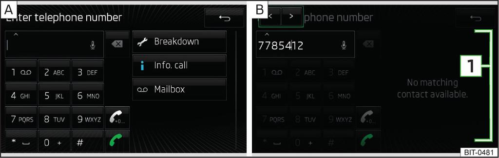 Introduzir e marcar um número de telefone Fig. 20 Teclado numérico / edição do número de telefone Introduzir e marcar um número de telefone Premir no menu Telefone a tecla de função.
