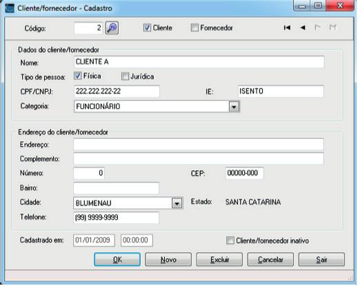 Observação: Este cadastro tem relacionamento com o cadastro de cliente/fornecedor, portanto só será permitida a exclusão se não existir cliente/fornecedor agrupado neste grupo. 2.