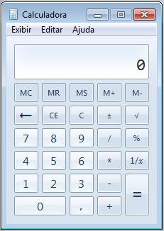 calculadora usando o teclado. Faça contas com Adição, Subtração, Multiplicação, Divisão.