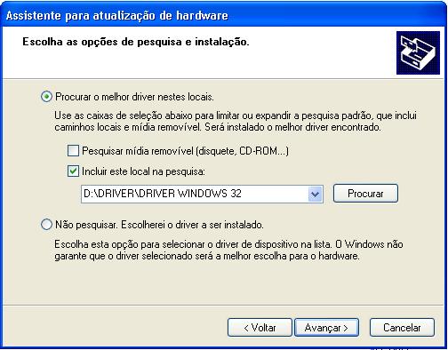 4 Opções de pesquisa e instalação Neste instante o computador buscará o driver adequado.