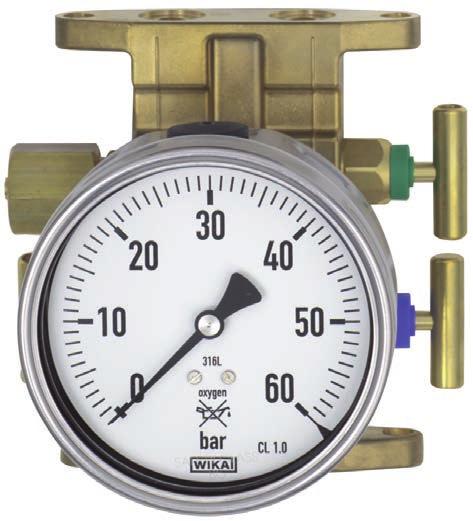 Medição mecânica de pressão Manômetro diferencial Modelo 712.15.160, liga de cobre Modelo 732.15.160, versão em aço inoxidável WIKA folha de dados PM 07.