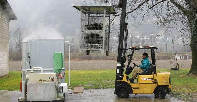 Tratamento por água quente Tipo panela de pressão com agitação das varas no interior material dormente guardado a 4ºC aclimatação 15ºC - 12h Método OEPP PM 10/18(1)