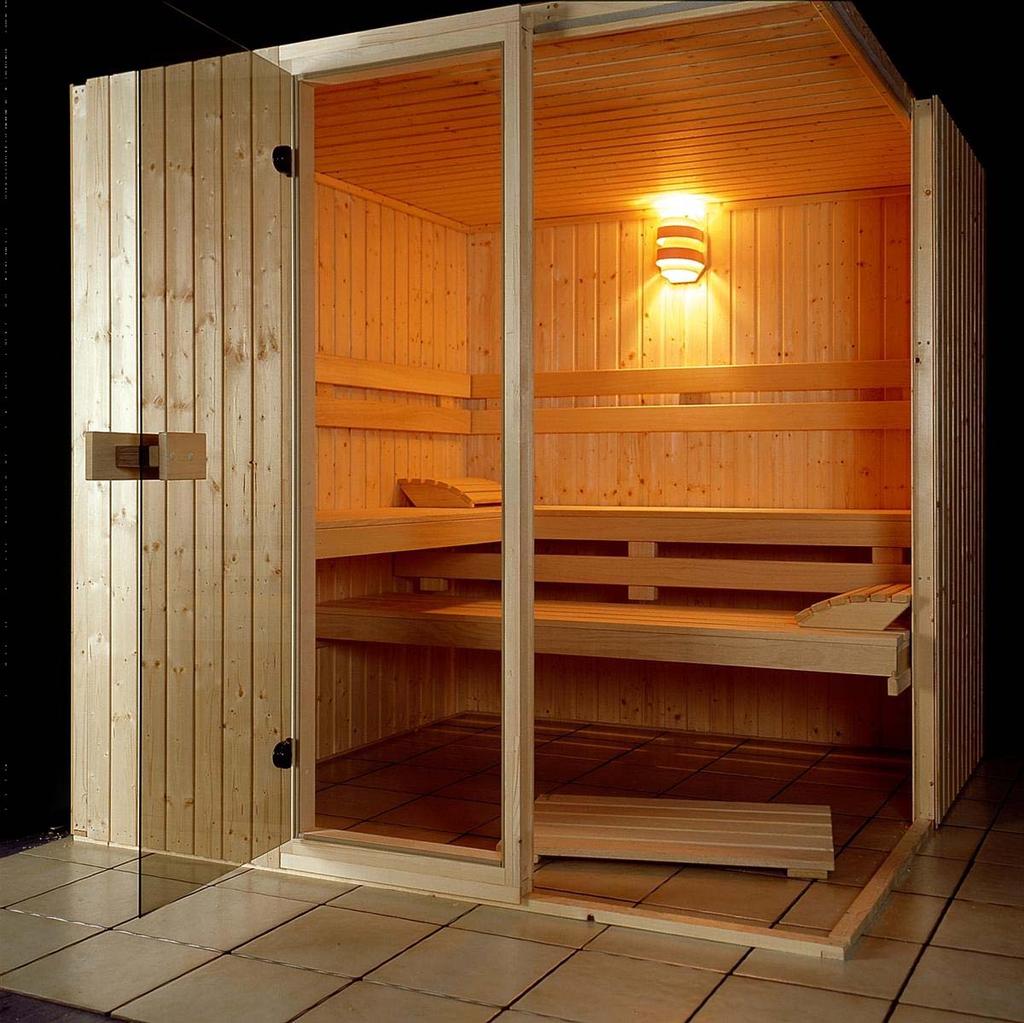 EXKLUSIV 4 - Cantos Saunas Eifel Exklusiv Nesta imagem, painéis frontal e lateral foram removidos de modo a verificar-se o interior da sauna Eifel Exklusiv.