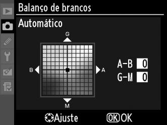 2 Ajustar com precisão o balanço de brancos. Utilize o multisselector para ajustar com precisão o balanço de brancos.