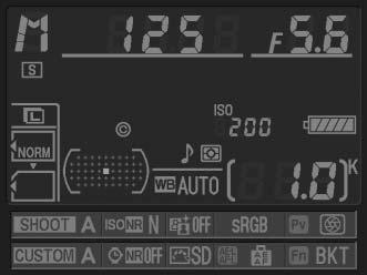 d8: Ecrã de informações Botão G A Menu ajuste personalizado Com a predefinição Automático (AUTO), a cor das letras no ecrã de informações (0 12) será automaticamente alterada de preto para branco ou