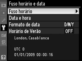 s 6 Activar ou desactivar o horário de Verão. Seleccione Horário de Verão e prima 2. O horário de Verão está desactivado por predefinição.