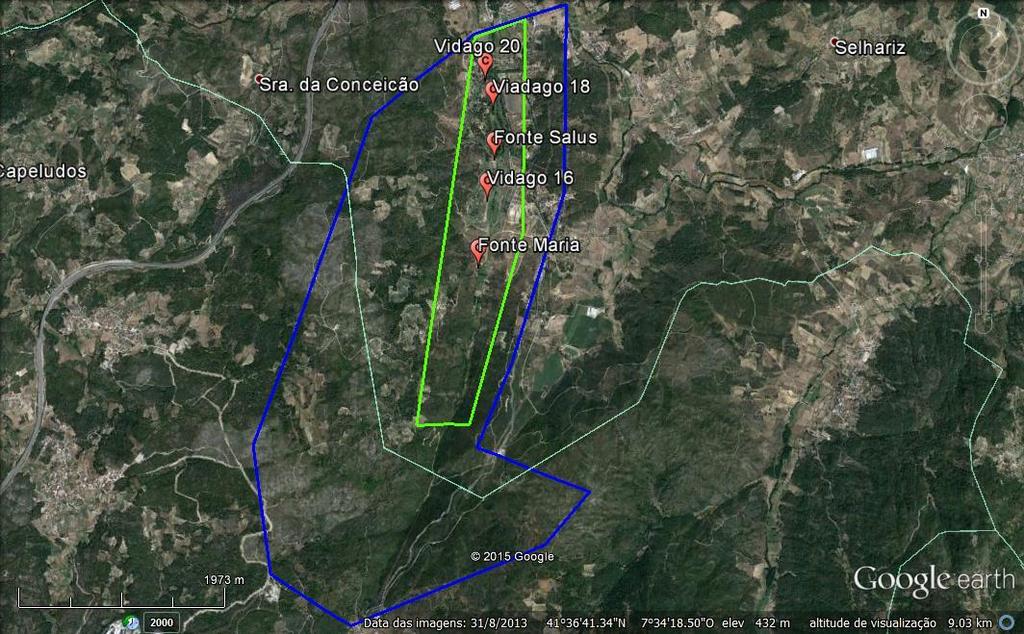 intermédia a verde) (Imagem aérea obtida através do sistema Google Earth a 14/08/2015).