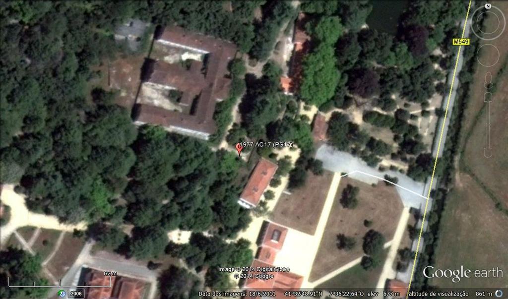 43 Fig. 2.27 Localização geográfica da captação AC17, cuja designação atual é Pedras Salgadas 17 Parque de Pedras Salgadas (Imagem aérea obtida através do sistema Google Earth a 30/01/2015).