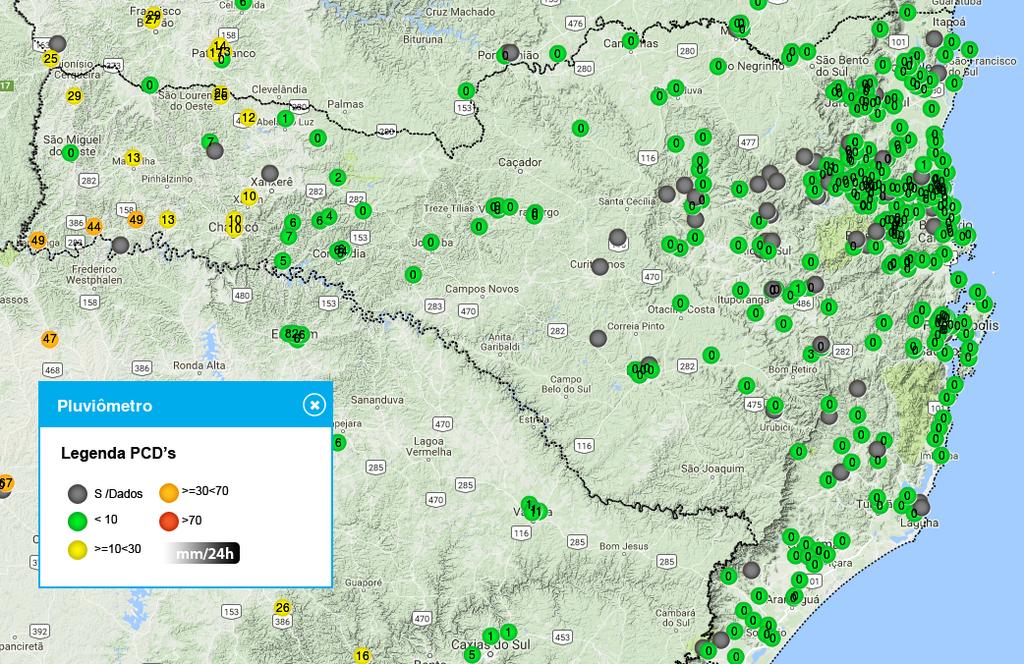 Rede de estações pluviométricas em SC Fonte: