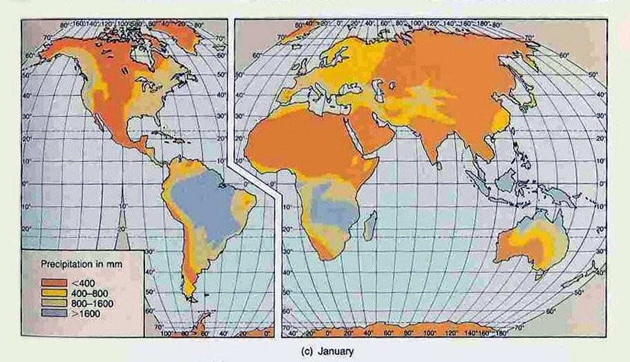 Precipitação global média em