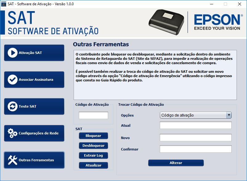 Outras Funcionalidades O contribuinte pode bloquear ou desbloquear, mediante a solicitação dentro do ambiente do Sistema de Retaguarda do SAT (Site da SEFAZ), para impedir a realização de operações