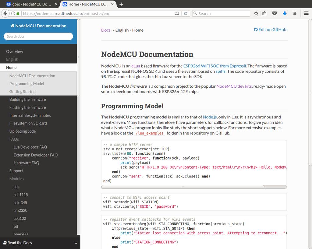 Módulos NodeMCU SDK