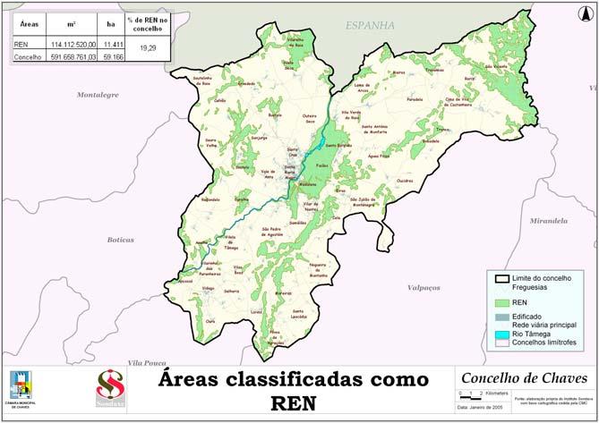 Reserva Ecológica Nacional (REN) No concelho de Chaves, a REN compreende uma área total de 11.