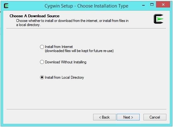 Windows de 64 bits, então são necessários para ser instalado Java de 64 bits e Cygwin de 64 bits (isto é setup-x86_64.exe).