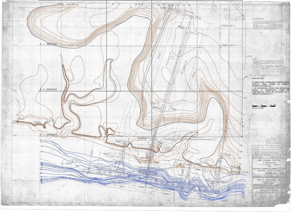 Planta Topográfica Original Digitalizada 1955 Solos fortemente pré-adensados e